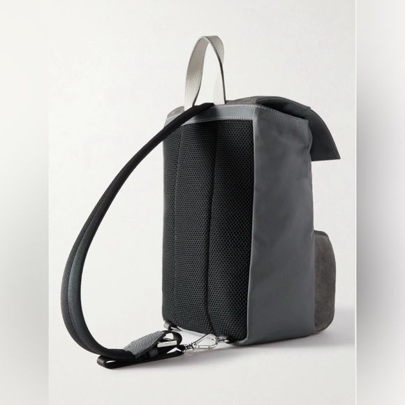 Fendi - Mini Leather-Trimmed Logo-Embossed Suede and Shell Sling Backpack - Picture 3 of 5